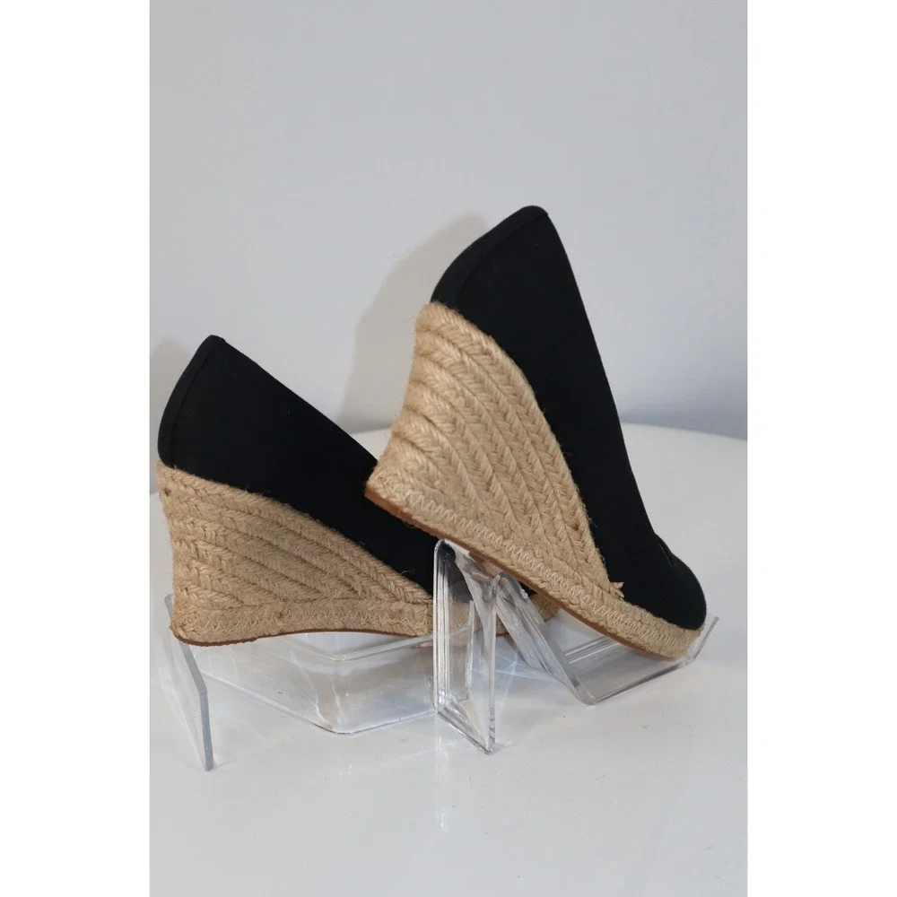 J‎ Crew Women's Canvas espadrille Wedge Black- Size 7.5